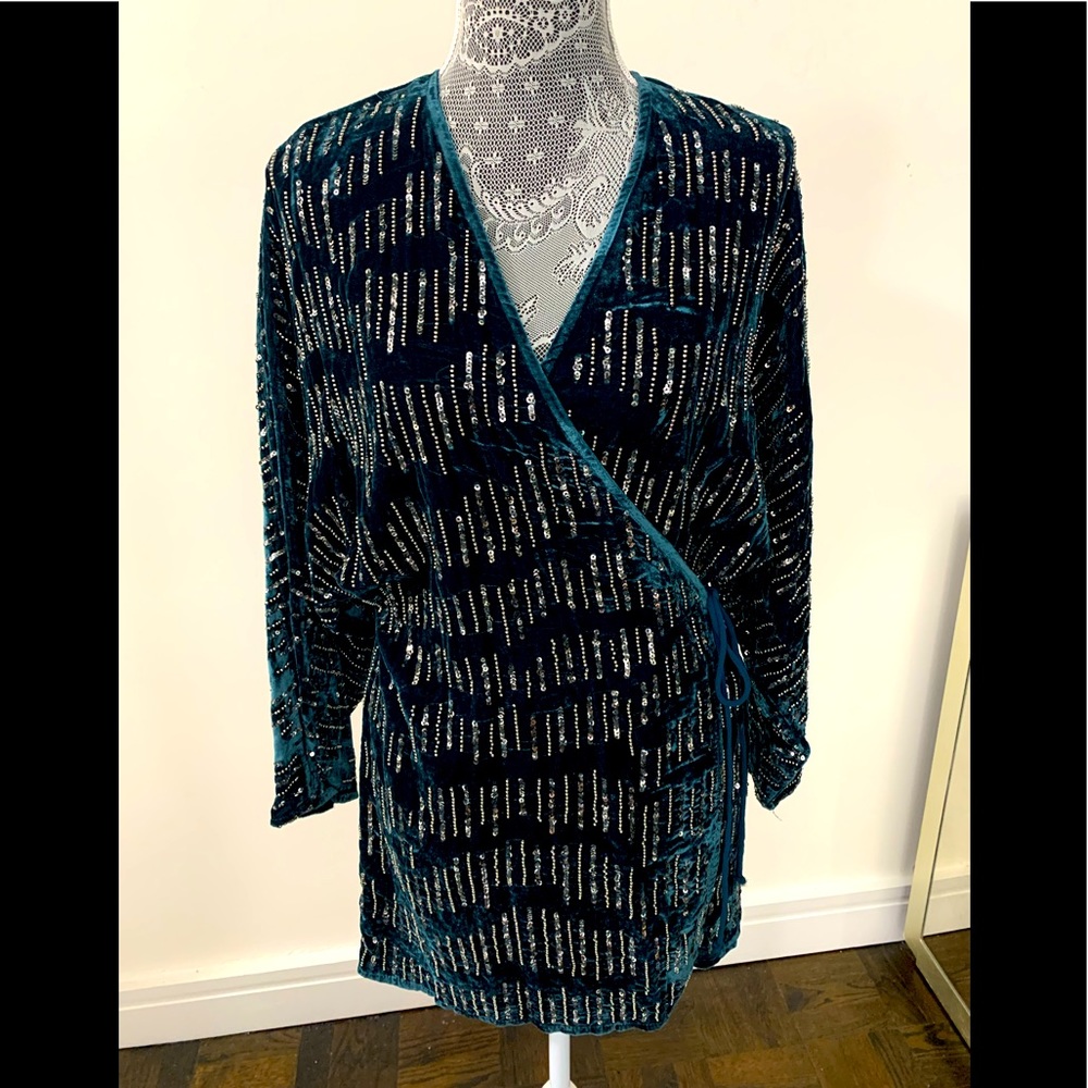 Zara TRF Collection Velvet Gem Wrap Dress